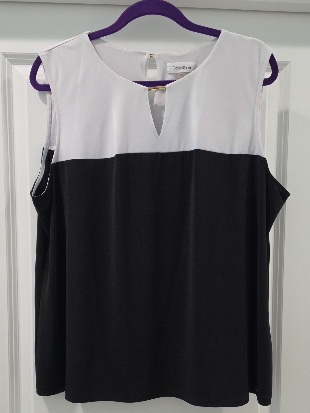 Calvin Klein Black and White Sleeveless Keyhole Camisole